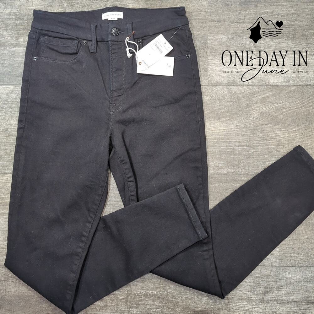 Good American Always Fits Good Legs Skinny Jeans Black NWT $155 Size 6